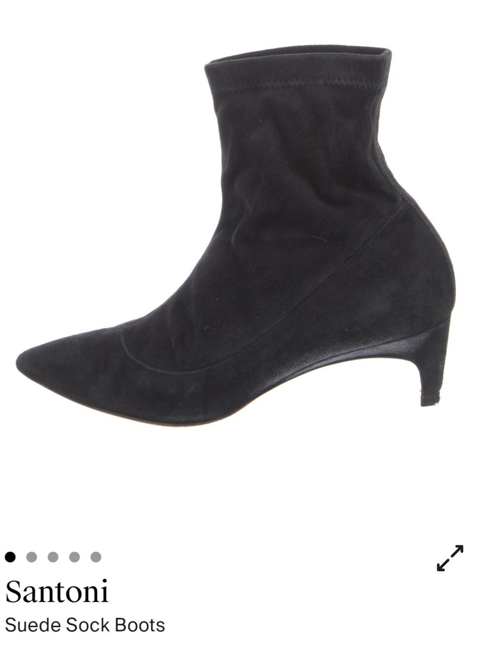 Santoni Black Suede Pointed Sock Ankle Boots